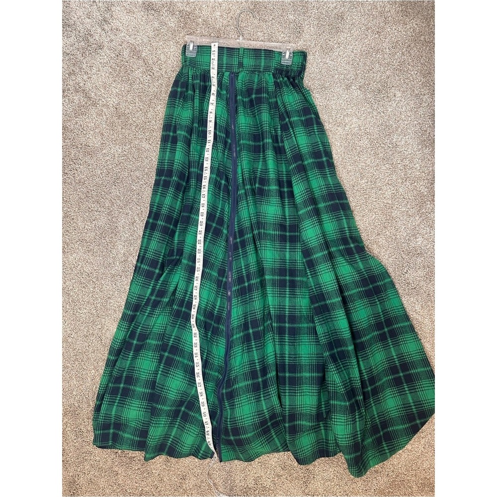 TOV Green Tartan Plaid Maxi Skirt Preppy Old Money Heritage Luxe Cottagecore S - Picture 4 of 7
